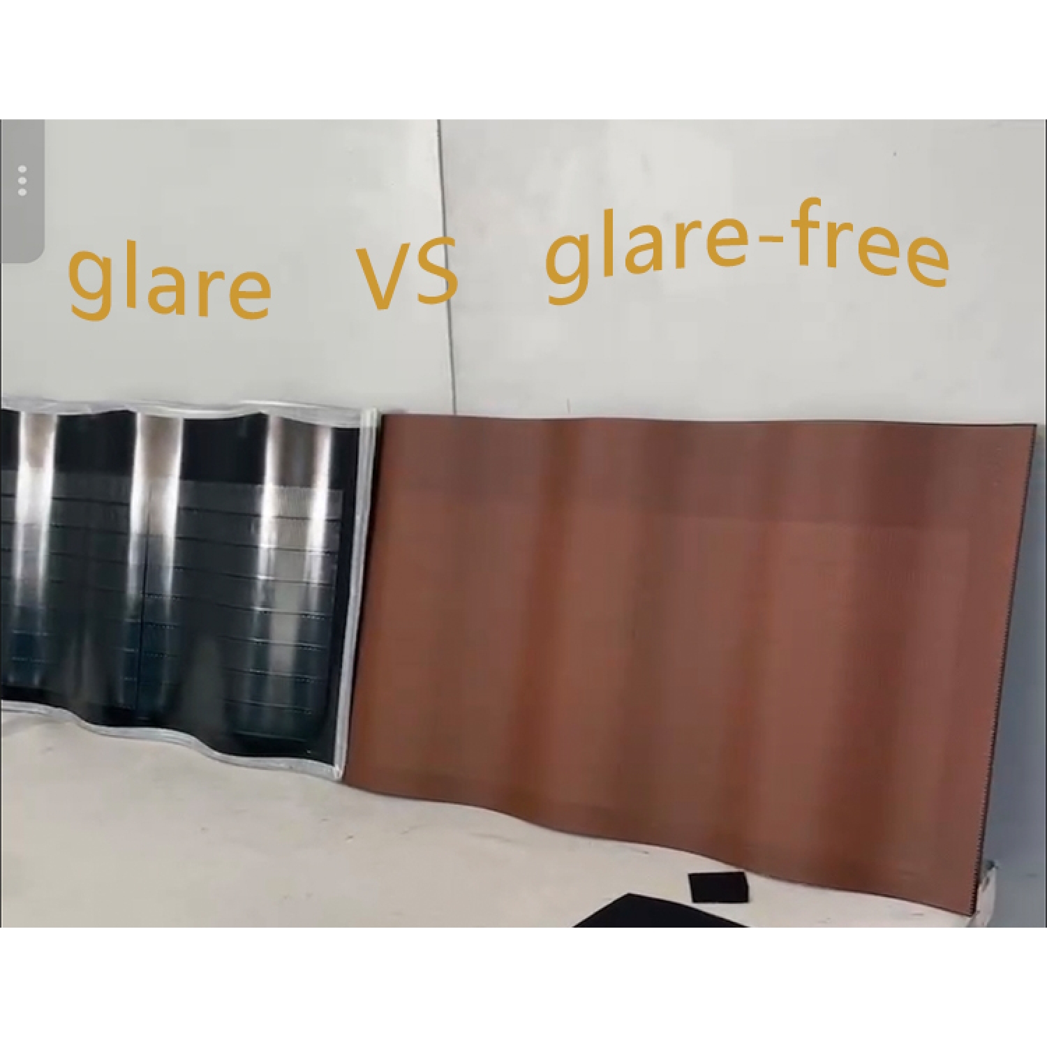 anti-glare solar tile for visual sensitive areas